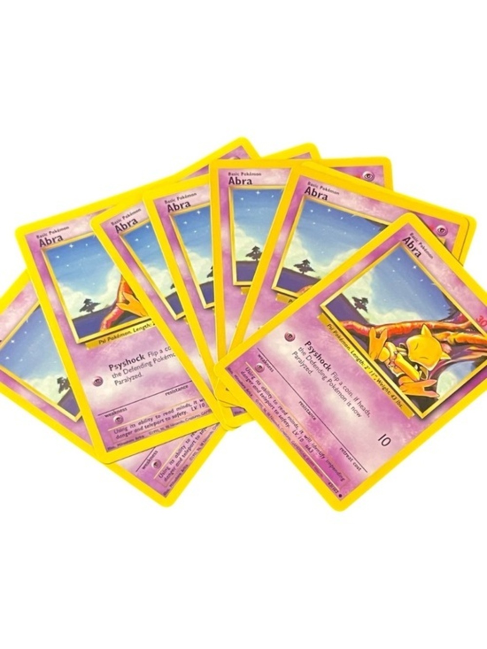 Abra Pokémon Trading Card - Purple & Yellow - Lot of 8 vintage Pokémon cards